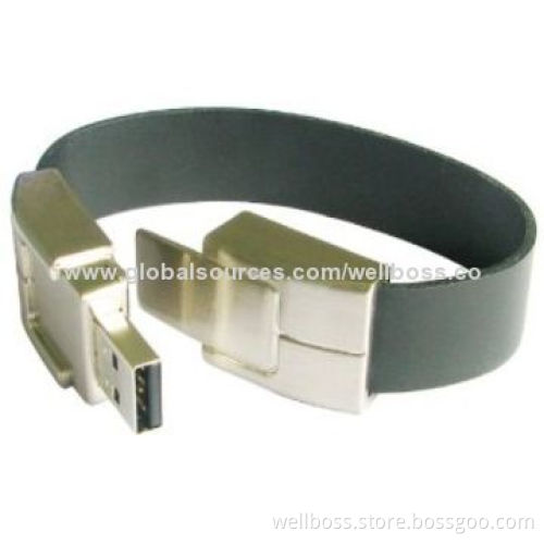 Leather Bracelet USB Flash Drive with Aluminum Housing, 1GB-32GB, Factory Price